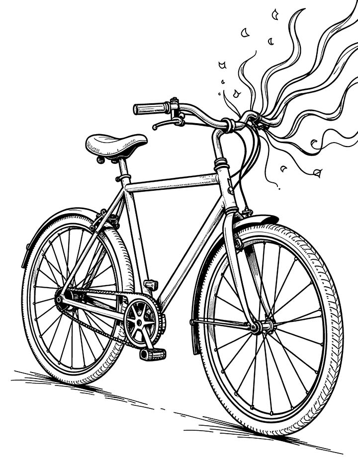 Bicycle with balloons coloring page